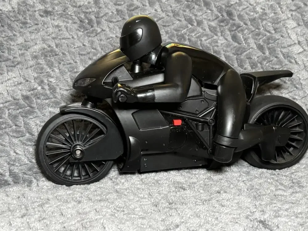RC Motorcycle Rider Toy 49MHz Black Remote Control Bike Untested No Remote